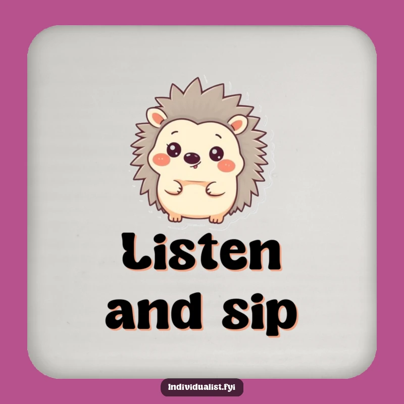 Funny Hedgehog Ear Coaster - Table Protection Friend Humor Art