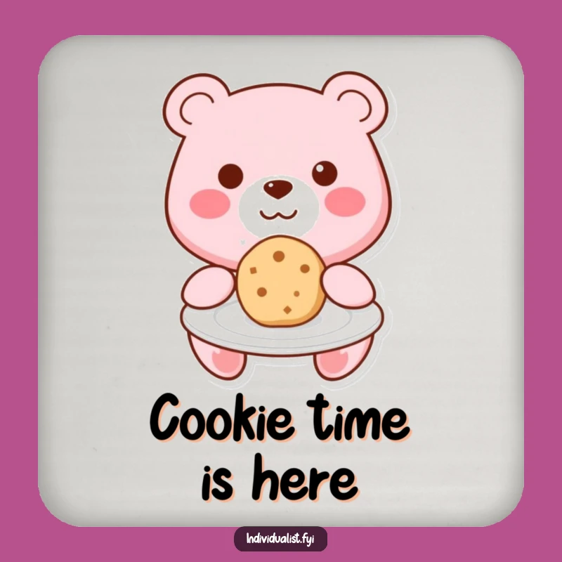Funny Kawaii Bear Cookie Hug Drink Coaster - Protect Surfaces Sweetly