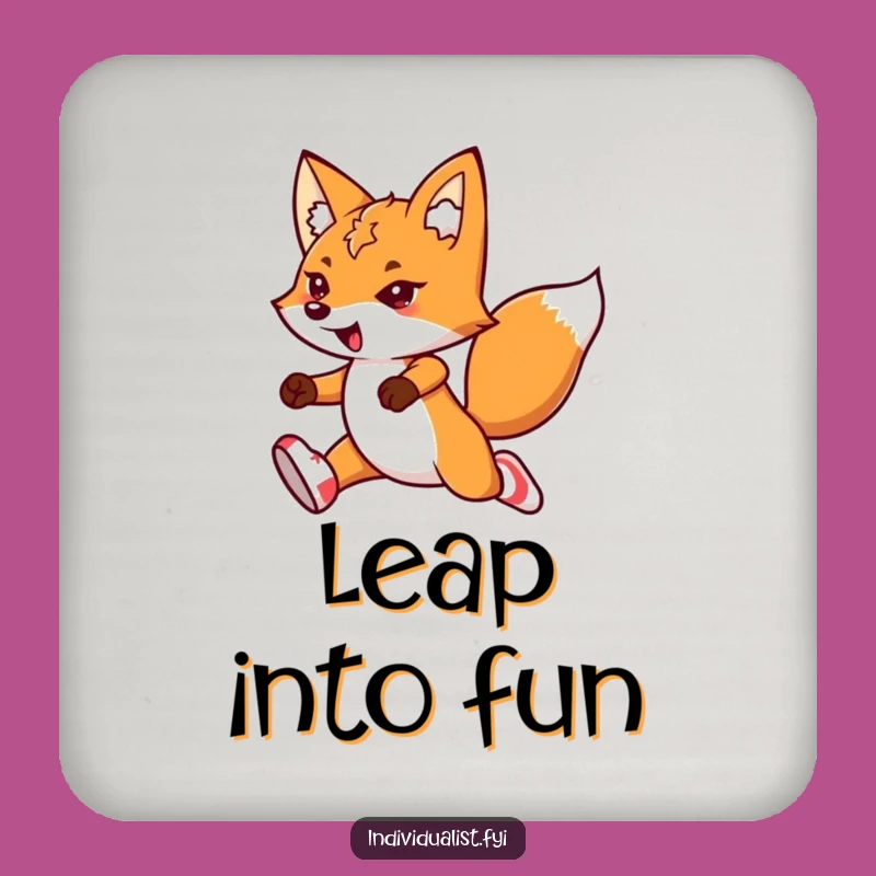 Funny Kawaii Fox Coaster Set: Leaping Flair, Mismatched Socks, Party Flair Gift