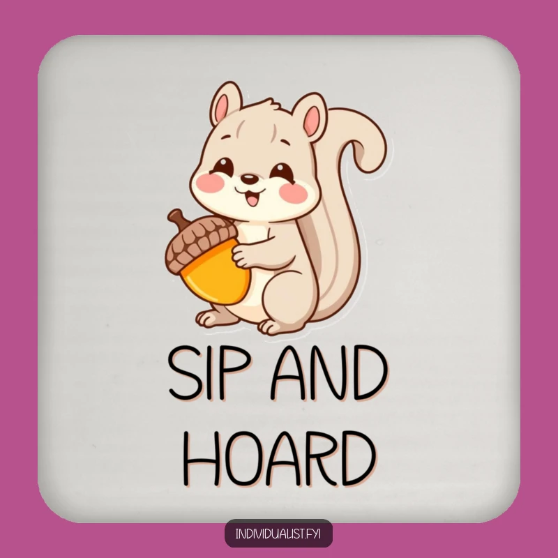 Funny Kawaii Squirrel Coaster: Unique Acorn Decor, Collector's Table Gift