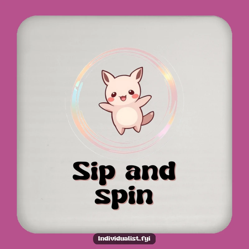 Funny Spinning Creature Coaster: Shimmering Silhouette Protection, Chic Funny Gift!