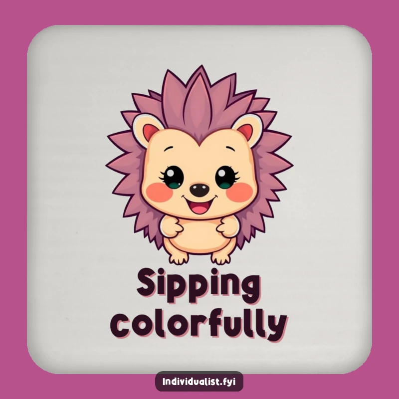 Funny Hedgehog Color Coaster Set - Protect Surfaces Character Fun