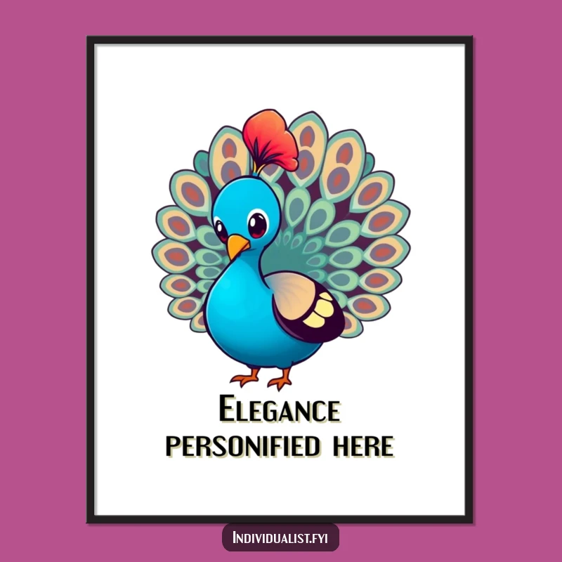 Funny Peacock Strutting Poster: Proud Bird Art, Elegant Decor, Wall Art Gift