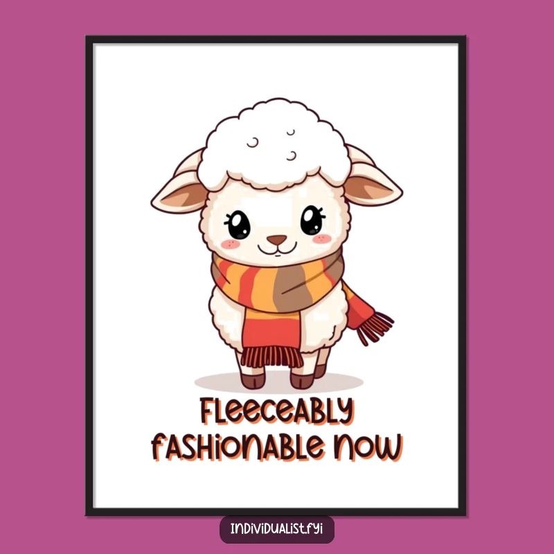 Funny Sheep Scarf Poster: Whimsical Fashion Art for Your Walls