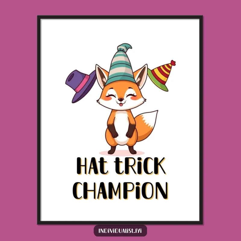 Funny Fox Juggling Poster: Quirky Art for Playful Spaces, Perfect Gift