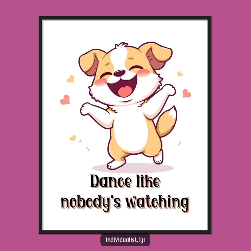 Funny Giggling Dog Dance Art Print - Joyful Wall Decor, Perfect Funny Gift
