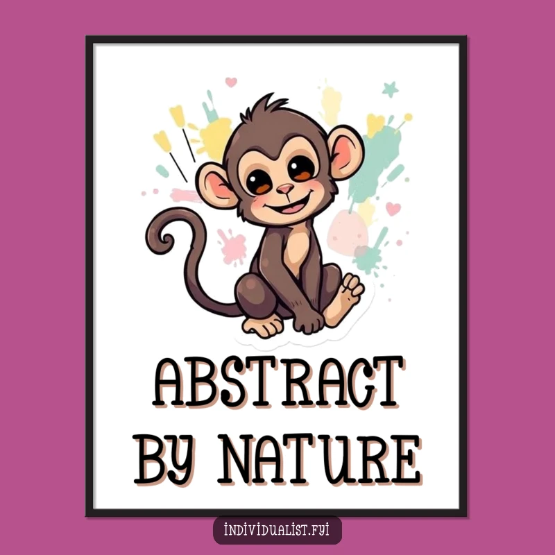 Funny Monkey Abstract Art Print - Whimsical Wall Decor Gift!