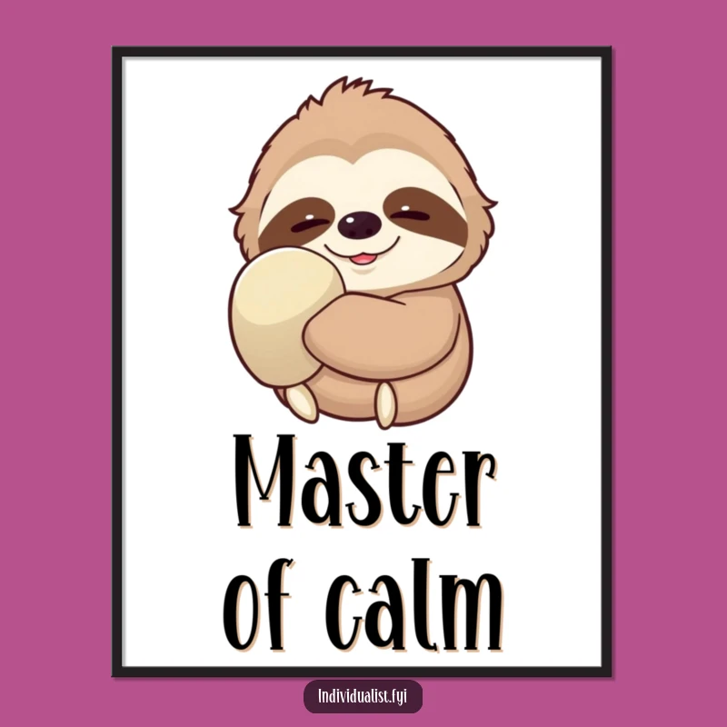 Funny Sloth Glove Poster - Serene Smile Art Humor Print