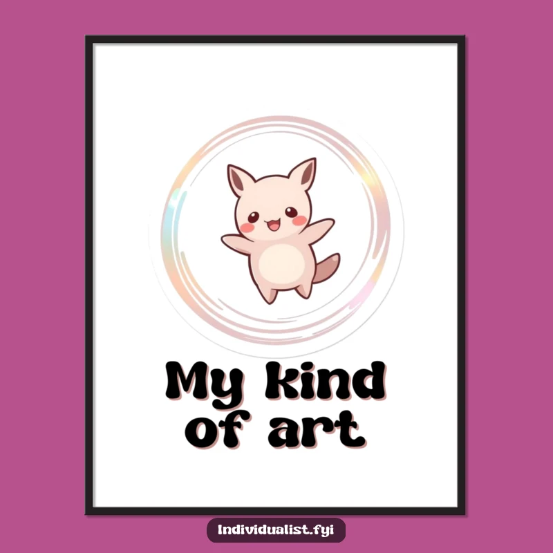 Funny Spinning Creature Poster: Happy Silhouette's Shimmering Trail, Whimsical Funny Gift Art!