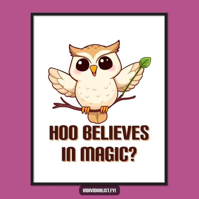 Funny Owl Leaf Poster: Bring Whimsical Charm and Laughter to Your Walls