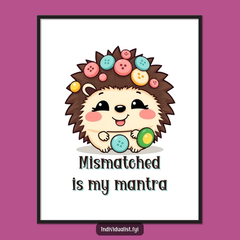 Funny Hedgehog Button Poster: Giggling Wall Art and Cute Gift for Animal Enthusiasts