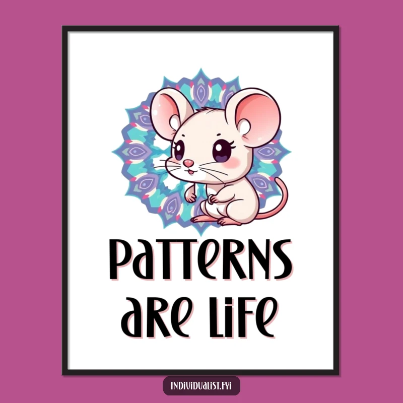 Funny Kawaii Mouse Kaleidoscope Poster - A Vibrant Art Piece for Any Wall