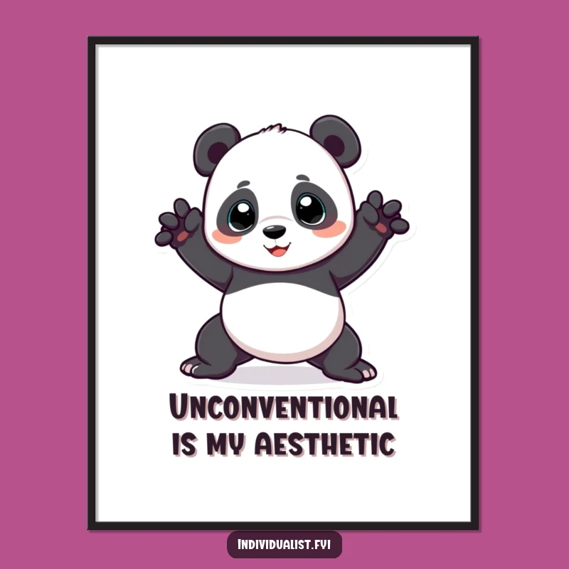 Funny Panda Art Poster: Quirky Decor, Hilarious Gift for Yoga and Animal Lovers