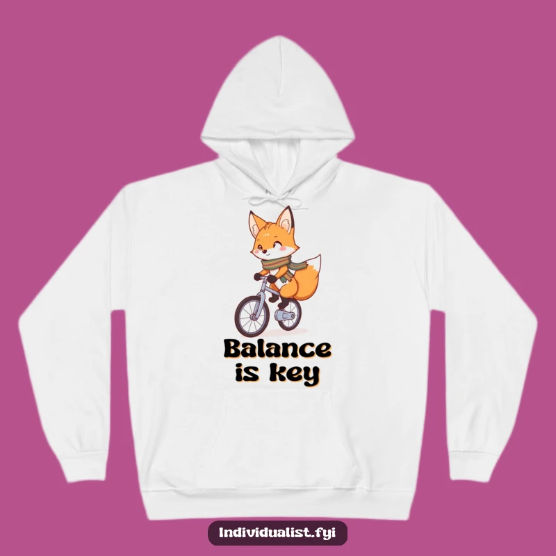 Funny Fox Unicyclist Hoodie: Cozy Fox Rider, Ideal Gift for Quirky Souls