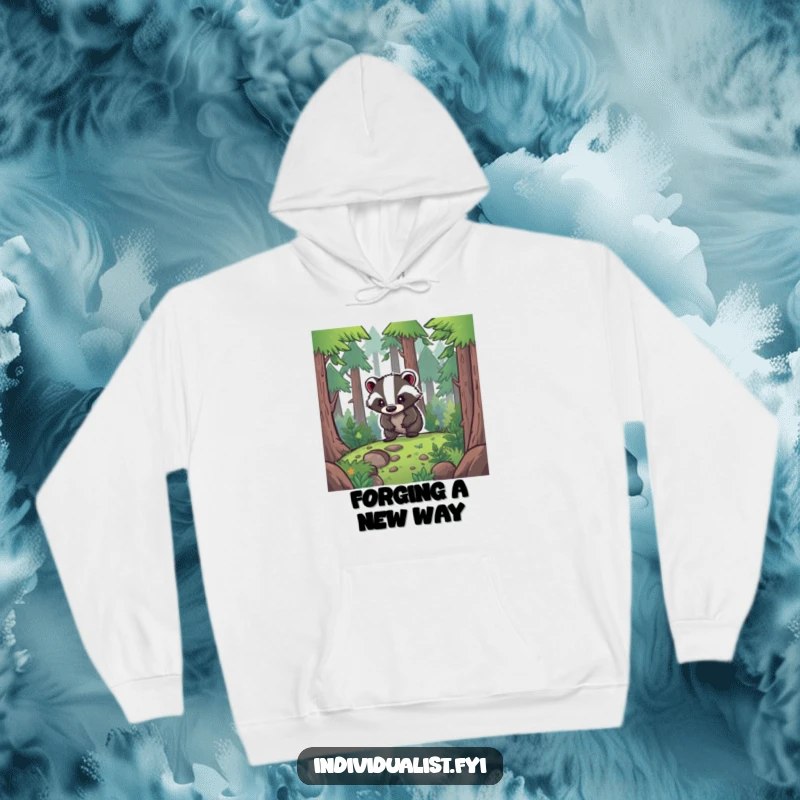 Funny Hoodie: A resolute badger pushes through dense foliage, forging its own unique path in the wilderness.