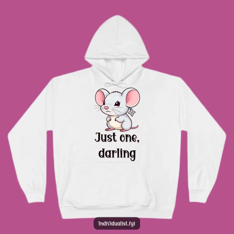 Funny Mouse Sparkly Earring Hoodie - Cozy Critter Glam Humor Sweatshirt