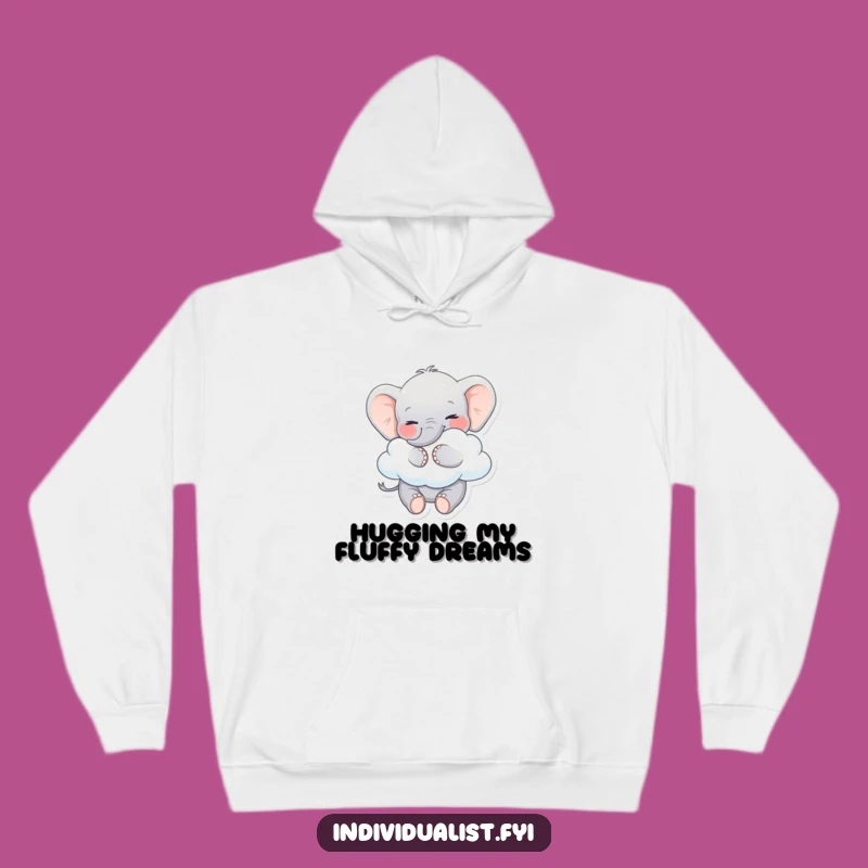 Funny Elephant Hoodie: Cozy Elephant Embraces Cloud, Comfy Funny Gift