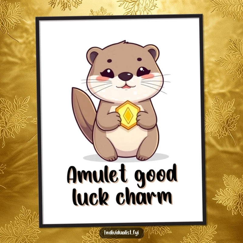 Funny Free Printable Wall Art featuring a playful otter with a glowing amulet, exuding magical charm and personality.