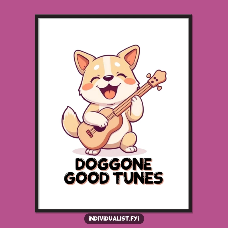 Free Printable Wall Art: Dog Musician's Quirky Instrument Funny Downloadable Decor