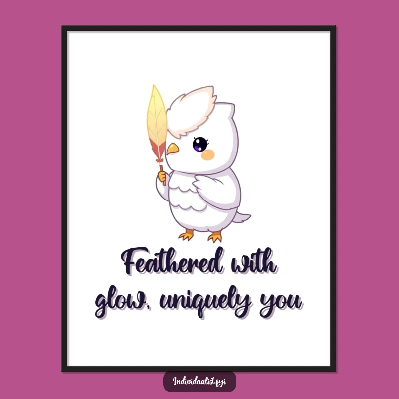 Funny Free Printable Wall Art: Glowing Creature's Feather Art - Mystical Downloadable