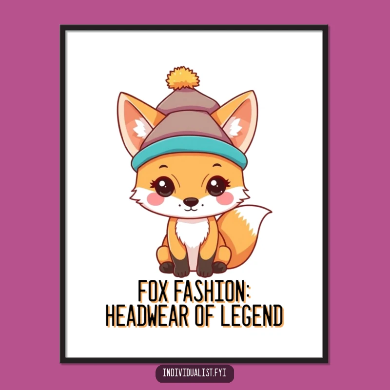 Free Printable Fox Hat Wall Art: Funny Animal Decor, Downloadable Quirky Gift