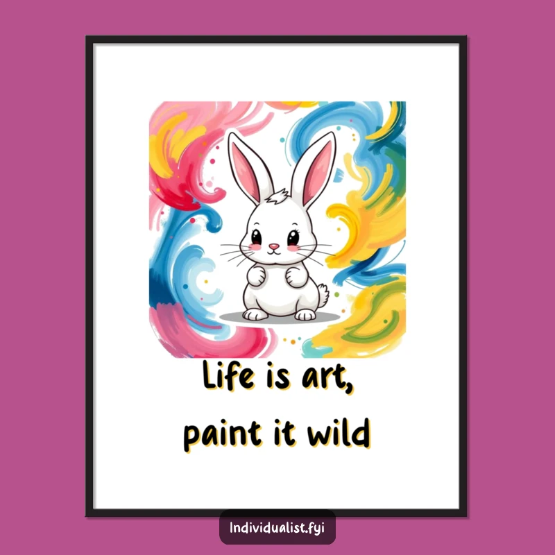 Free Printable Wall Art: Abstract Bunny Artist - Humorous Downloadable Art