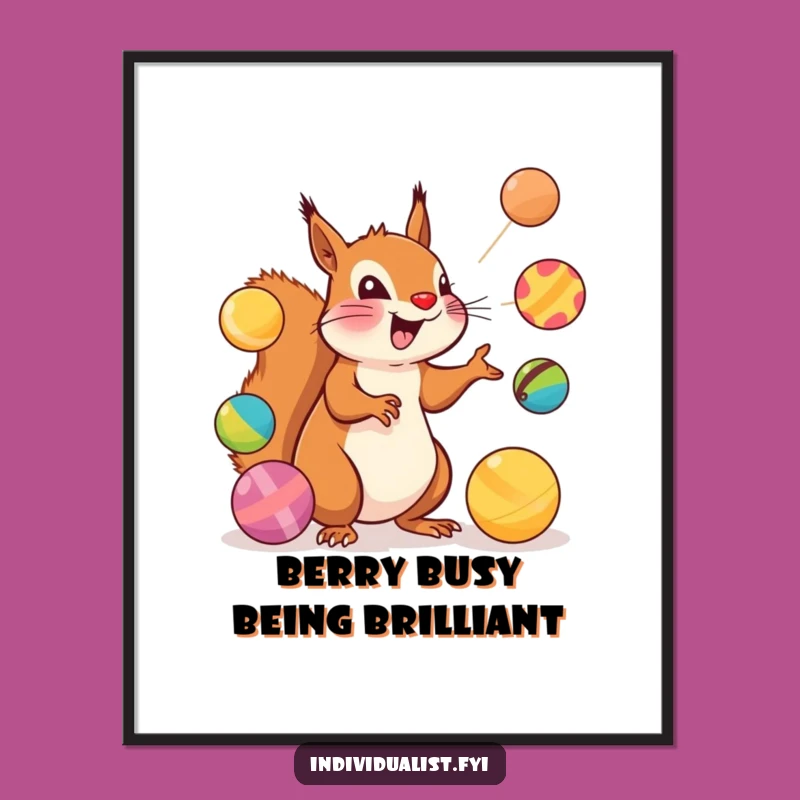 Free Printable Wall Art: Juggling Squirrel Fun, Unique Dynamic Decor