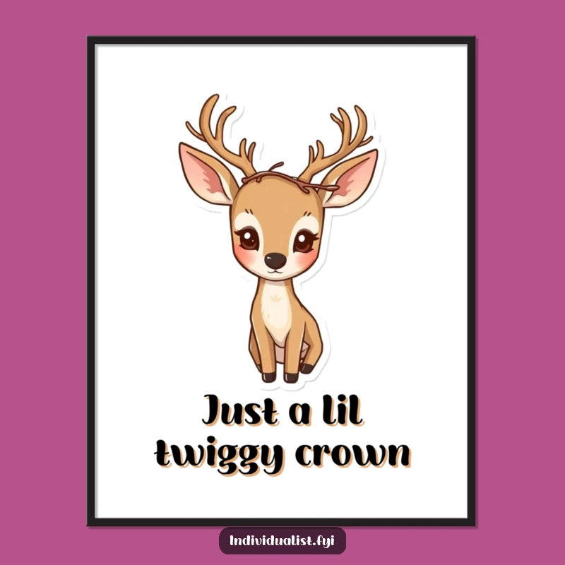 Free Printable Wall Art: Nature Deer Crown - Humorous Downloadable Art Print