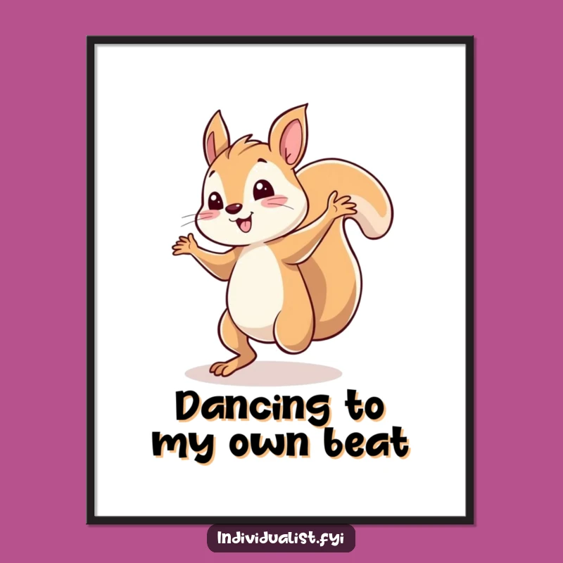 Free Printable Wall Art: Whimsical Squirrel Dancing Solo, Hilarious Downloadable Gift!