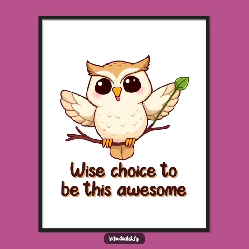 Funny Free Printable Wall Art: Joyful Owl Flying, Whimsical Downloadable Decor!