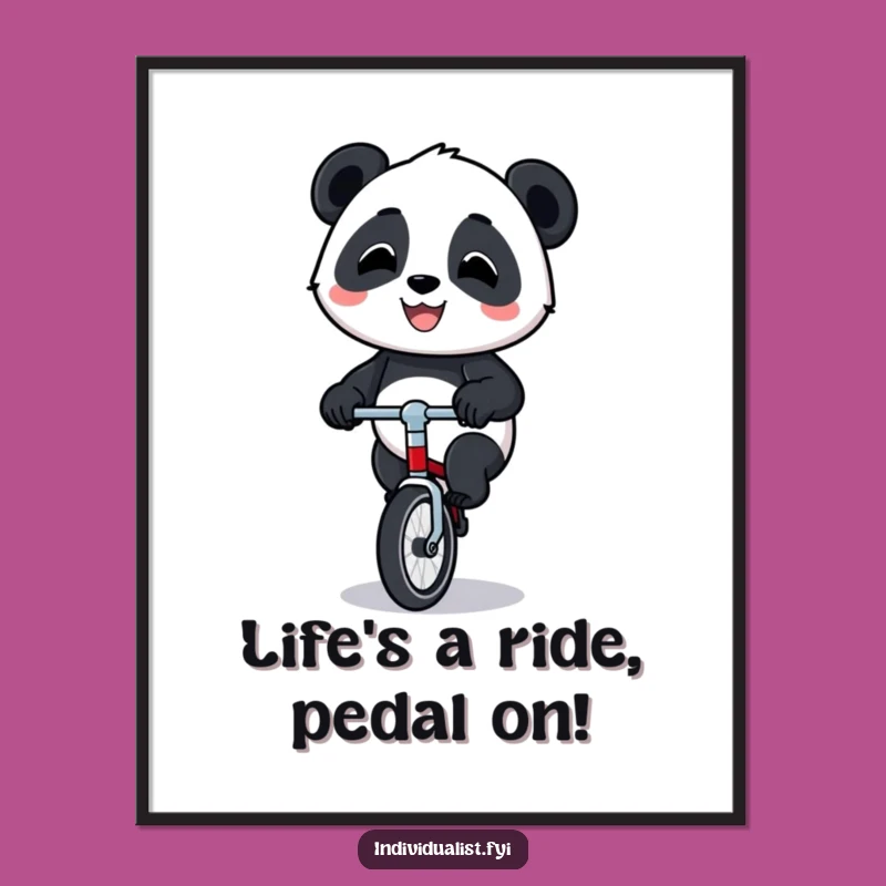 Funny Free Printable Wall Art: Panda on Unicycle, Quirky Downloadable Decor!