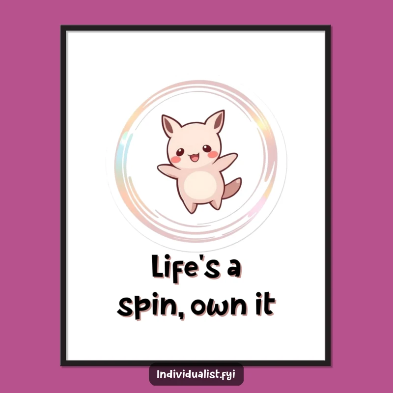 Free Printable Wall Art: Whimsical Creature's Joyful Spin, Downloadable Art
