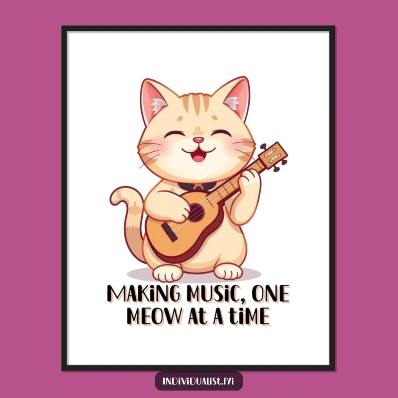 Free Printable Wall Art: Funny Cat Musician Brings Quirky Humor Home!