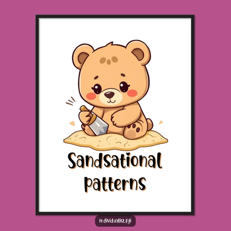 Free Printable Wall Art: Determined Bear Sand Art Funny Downloadable Decor