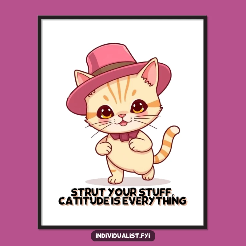 Funny Free Printable Cat Hat Wall Art - DIY Downloadable Decor