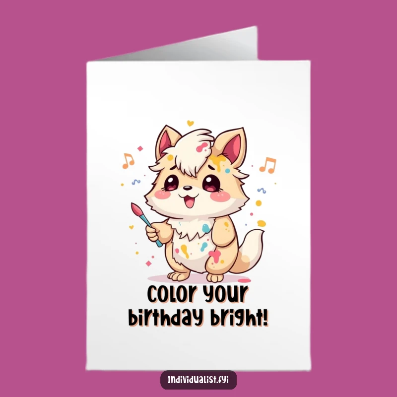 Free Printable Funny Birthday Card: Creative Painter Creature - Artsy Downloadable Gift