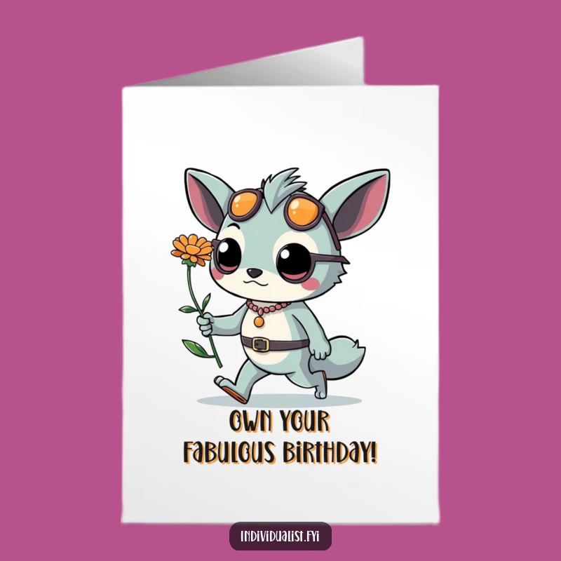 Free Printable Birthday Card: Bold Creature's Flower Power Downloadable Gift