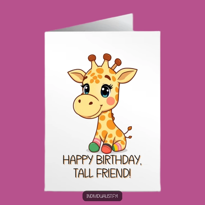 Free Printable Birthday Card: Giraffe Mismatched Socks, Quirky Fun, Downloadable Gift