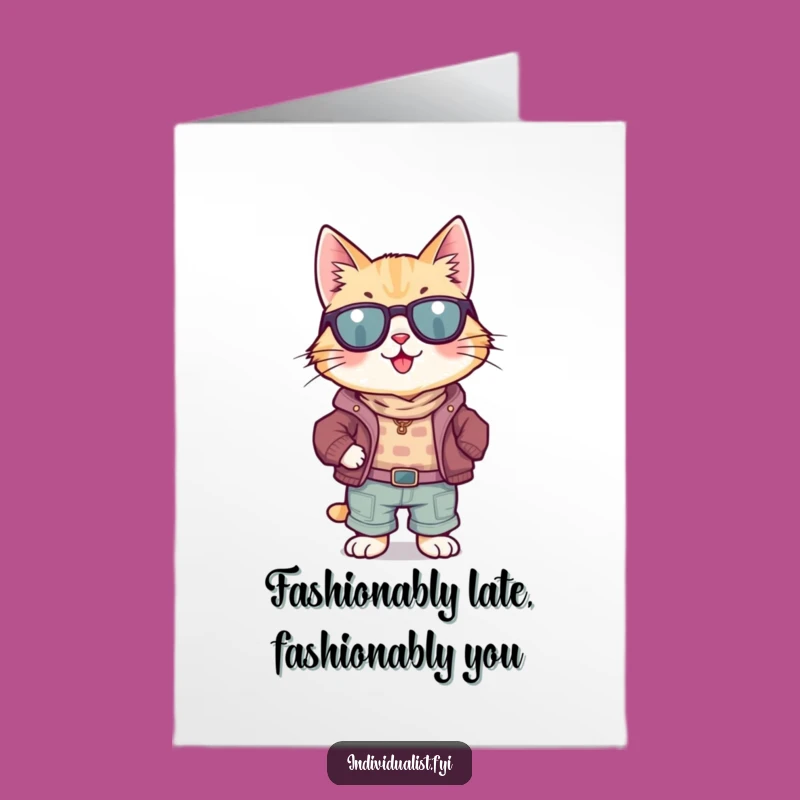 Free Printable Funny Birthday Card: Mismatched Cat Confidence, Unique Digital Gift