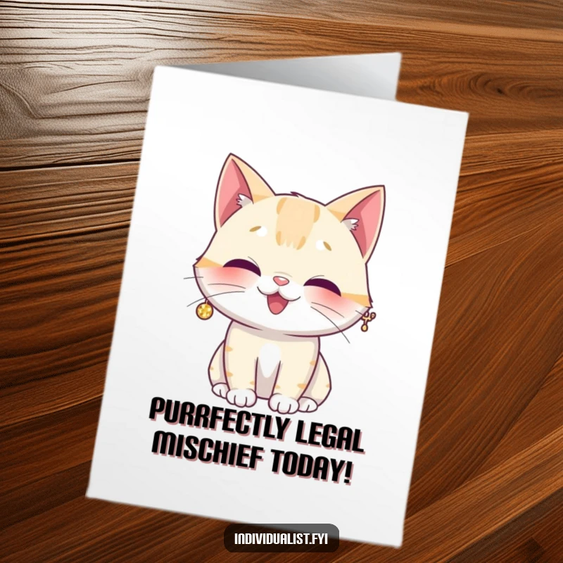 Funny Free Printable Birthday Card featuring a giggling cat with a giant sparkly earring, radiating pure joy.