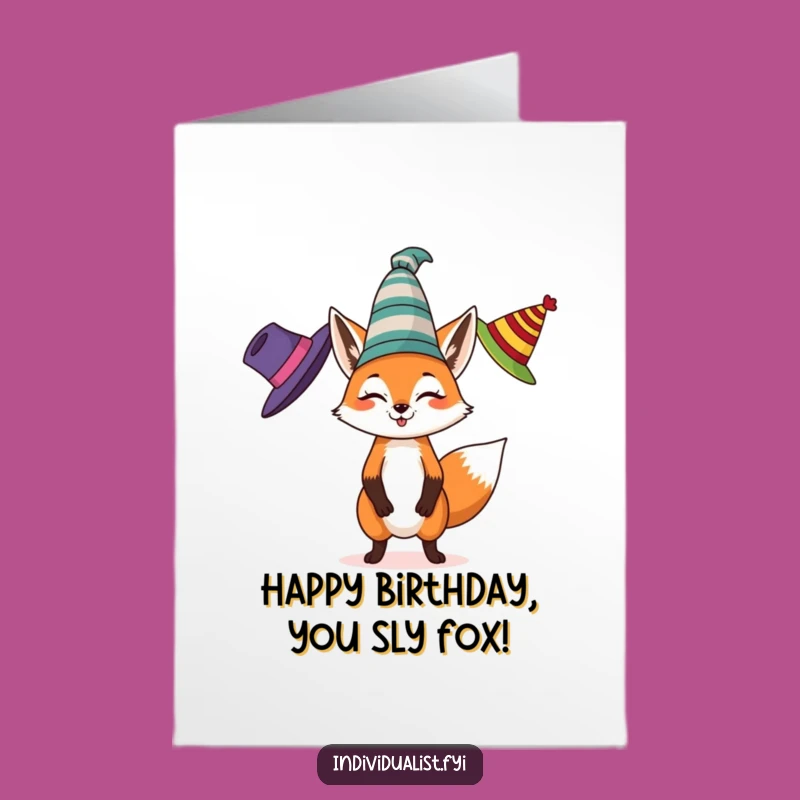 Funny Fox Birthday Card: Free Printable Juggling Hats Downloadable Gift