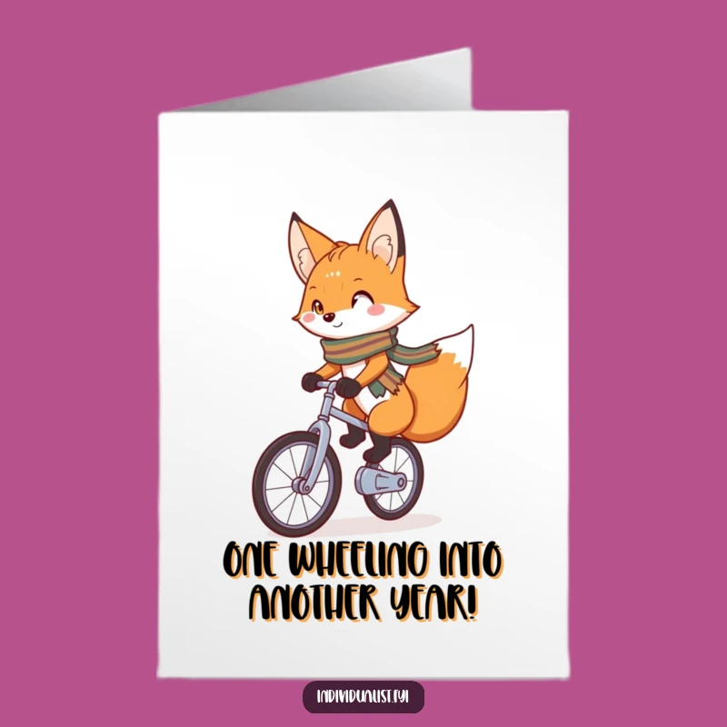 Free Printable Birthday Card: Funny Fox Unicyclist for a Balanced DIY Gift