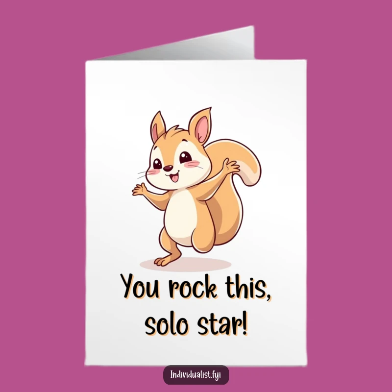 Free Printable Congrats Card: Dancing Squirrel Solo Celebrates Your Big Win!