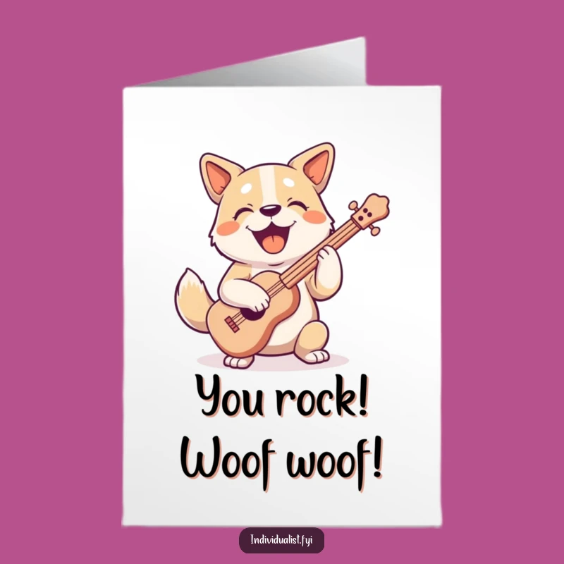 Free Printable Congrats Card: Dog Musician's Unique Tune Funny Downloadable Gift