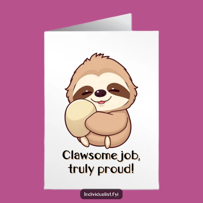 Free Printable Congrats Card: Sloth Slow Cheer, Big Glove, Sweet Downloadable Gift!