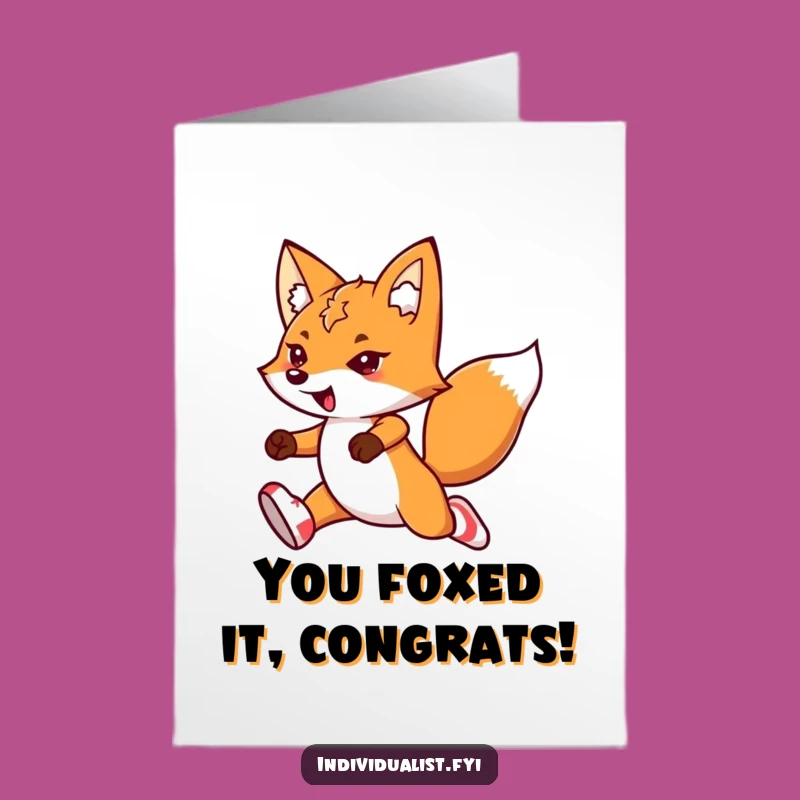 Free Printable Fox Congrats Card: Flair Kawaii Leap Downloadable Gift