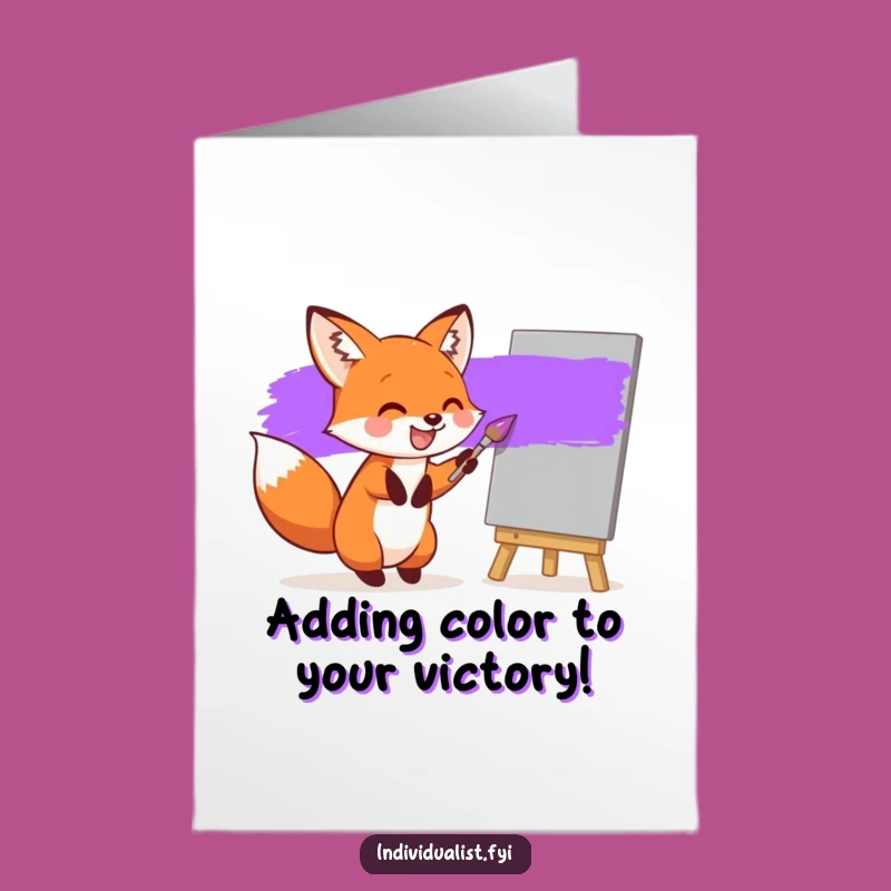 Free Printable Funny Fox Painting Congrats Card - DIY Downloadable Gift