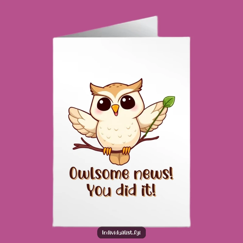 Free Printable Congrats Card: Funny Owl Takes Flight for Your Big Achievement!