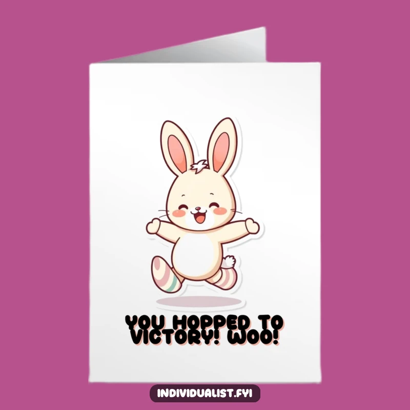 Free Printable Congrats Card: Funny Rabbit, Skipping, Success DIY Gift