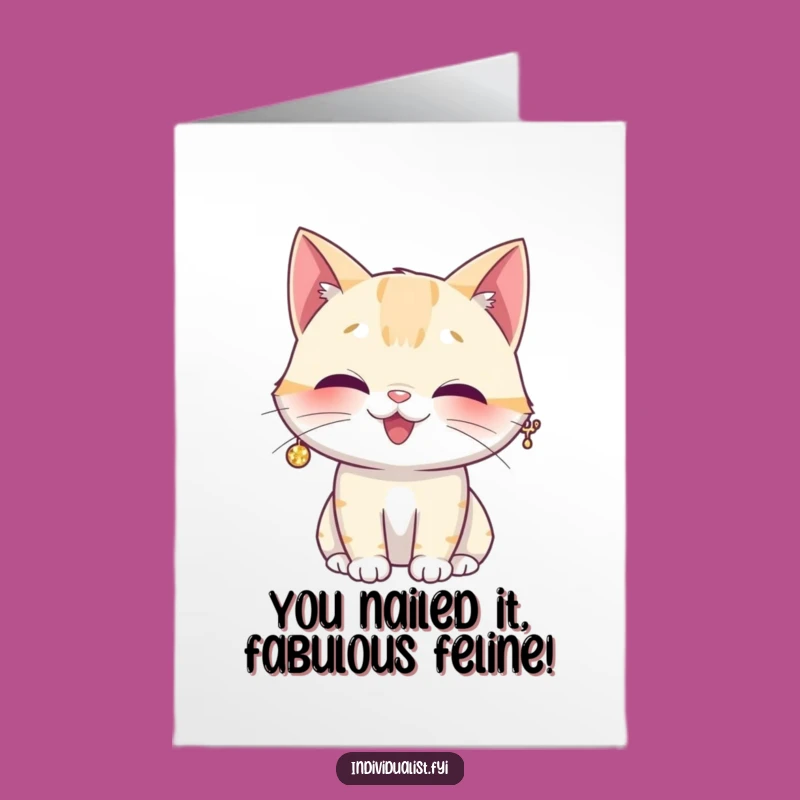 Free Printable Giggling Cat Congrats Card: Funny Downloadable Celebration for Any Occasion